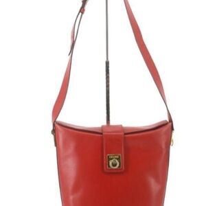 Celine Red Leather Shoulder Bag with Gold Hardware